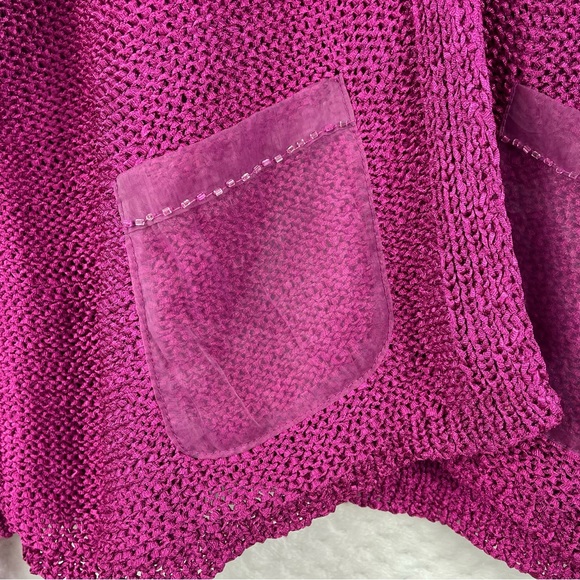 💖5/$25 Intuitions Purple Pearl Button Cardigan Front Sheer Pockets Size XL - Picture 8 of 12